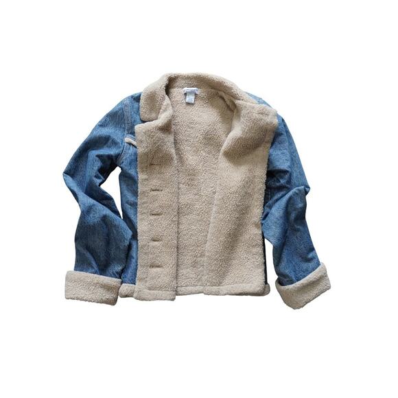 Vintage Anchor Blue Sherpa Lined Denim Jacket Women’s Size L (Missing Buttons) - Picture 9 of 10